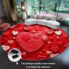 Round Red Anti-Slip Rug, 100 cm, Soft Short-Pile Flannel with 3D Heart Pattern view 2