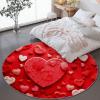 Round Red Anti-Slip Rug, 100 cm, Soft Short-Pile Flannel with 3D Heart Pattern view 3