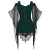 Women's Gothic Halloween Witch Costume Dress with Tie Waist and Long Sleeves view 1