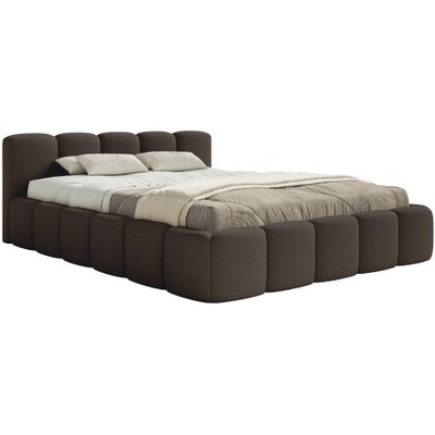Selsey Upholstered Bed 160 x 200 cm with Slatted Base, Brown Bouclé