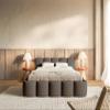 Selsey Upholstered Bed 160 x 200 cm with Slatted Base, Brown Bouclé view 2
