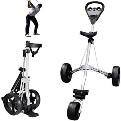WOTZOV 3-Wheel Golf Push Cart with Adjustable Handle and Foot Brake