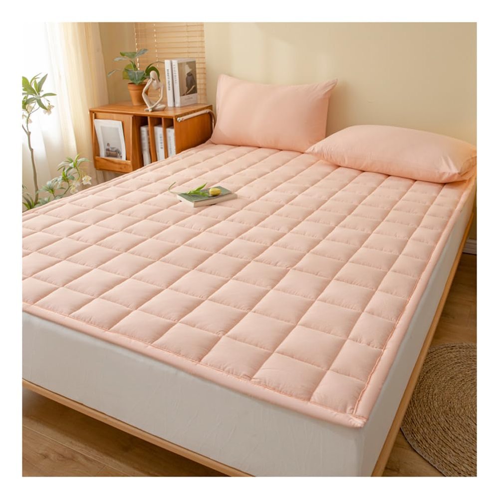 Mswborml Quilted Futon Topper with Elastic Straps, Soft Foldable Japanese Floor Mattress, 90 x 200 cm