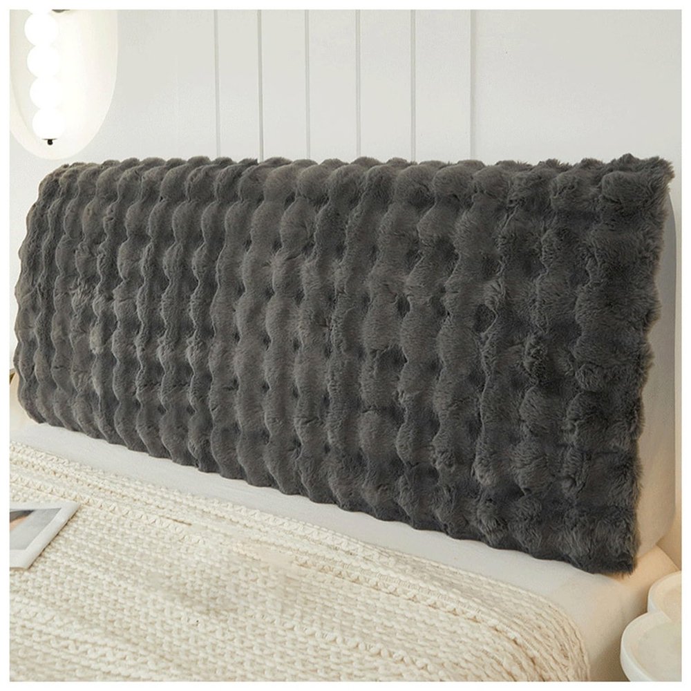 YUEZHONG Rabbit-Fur Headboard Cover, Gray, 190 x 60 cm (75 x 24 in)