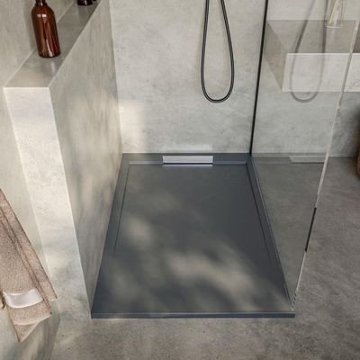SoulHome Resin Shower Tray 150 x 70 cm, Cement Gray, Elegant Design