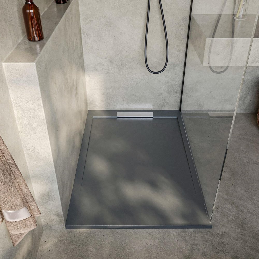SoulHome Resin Shower Tray 150 x 70 cm, Cement Gray, Elegant Design