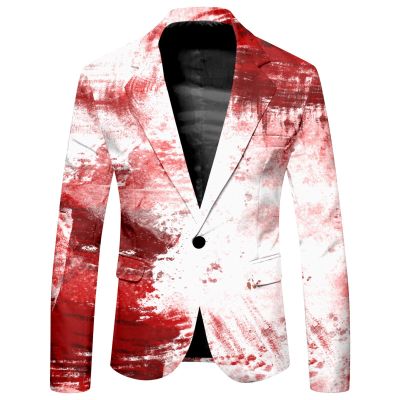 Men's Bloody Suit Jacket with Blood Splatter Print