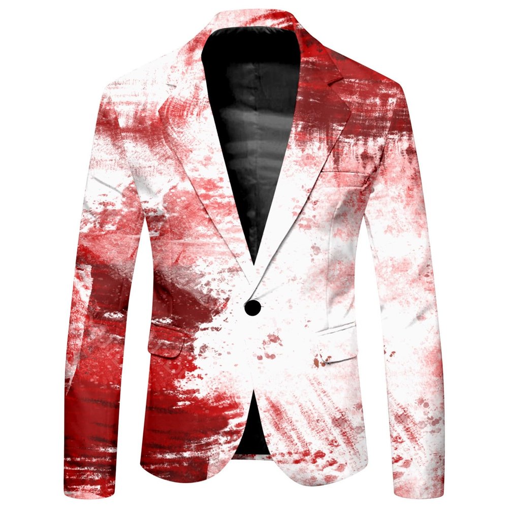 Men's Bloody Suit Jacket with Blood Splatter Print
