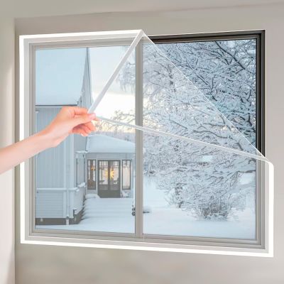 FENGSHOUU Transparent Window Insulation Film, Self-Adhesive, Reusable, 140 x 240 cm