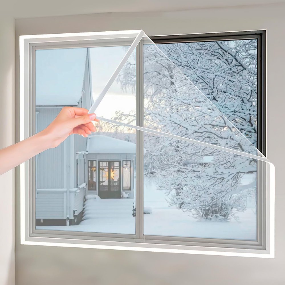 FENGSHOUU Transparent Window Insulation Film, Self-Adhesive, Reusable, 140 x 240 cm