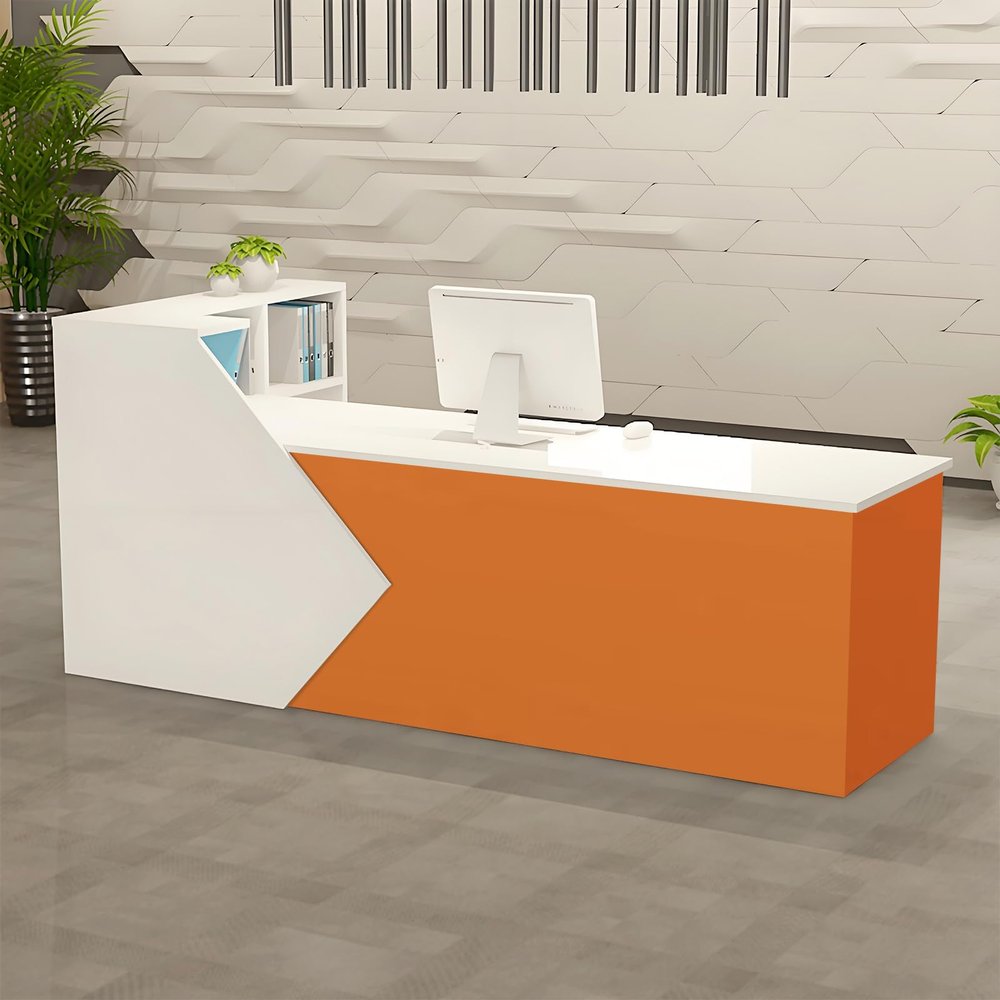 ZRBDDEF Reception Counter, 80–599 cm, Modern Reception Desk with Shelves for Shops, Offices, Hair Salons, and Cafés