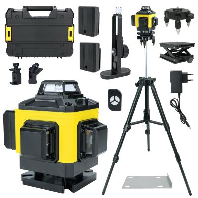 4D Green Beam Laser Level with Tripod, Self-Leveling, 16 Lines