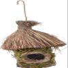 Teardrop Hanging Bird Nest, Woven-Grass Birdhouse Ornament view 1