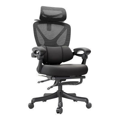 Mesh Office Chair with Adjustable Lumbar Support, 4D Headrest and 140° Recline
