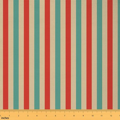 Homemissing Beige, Orange & Green Abstract Stripe Upholstery Fabric, 920 x 150 cm