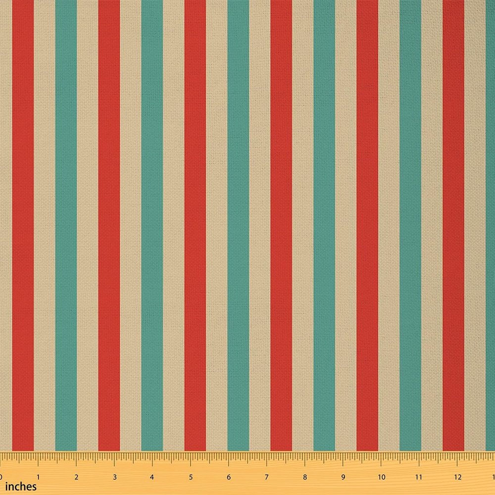 Homemissing Beige, Orange & Green Abstract Stripe Upholstery Fabric, 920 x 150 cm
