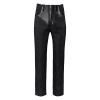 LOSSLO Men's Black Steampunk Costume Pants, Medieval Victorian Viking Pirate PU Leather Lace-Up Trousers view 4