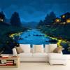 Anime-Style Fantasy Glowworm River Wall Mural, Dark Blue Non-Woven Wallpaper, 200 x 140 cm view 2
