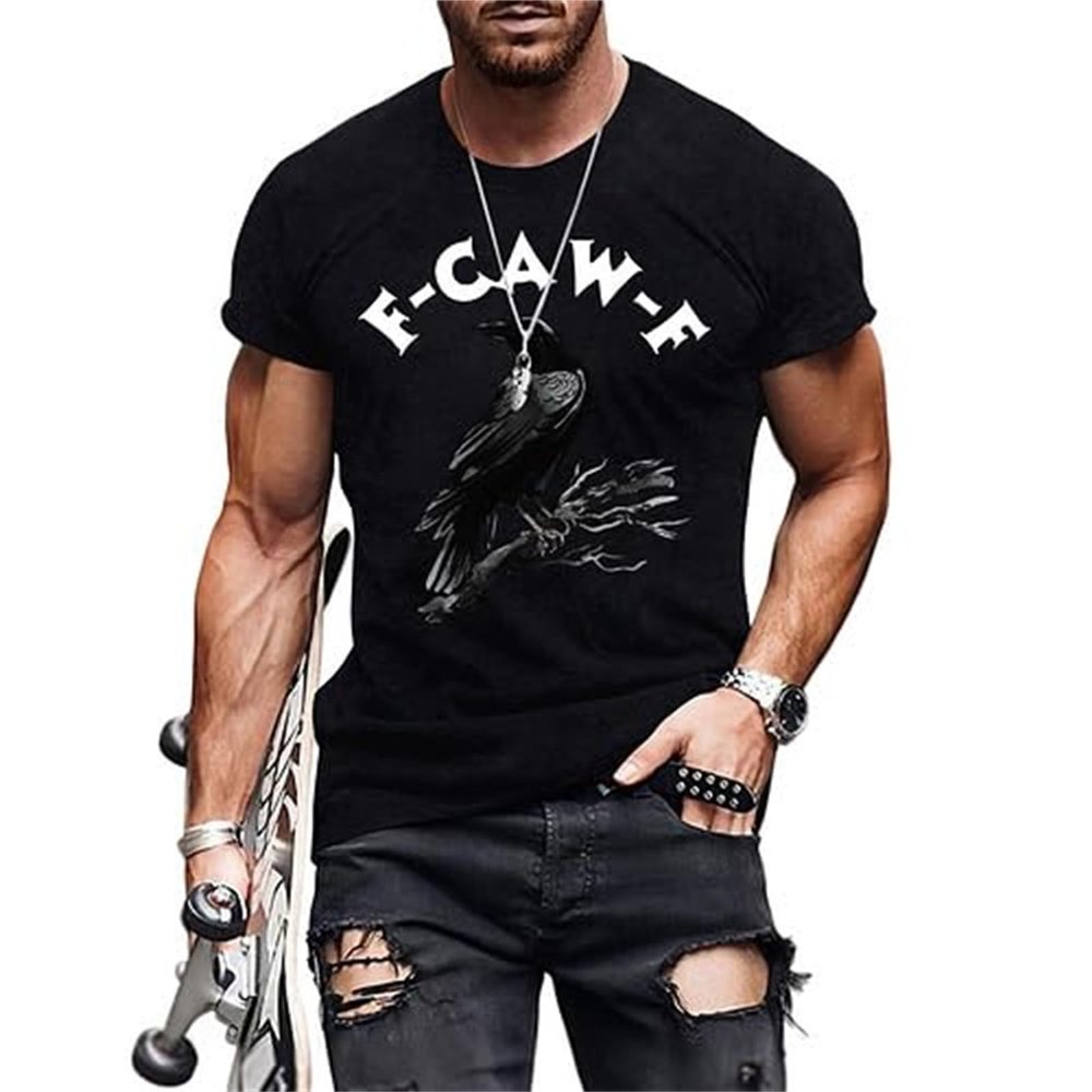 RUMAOZIA F-Caw-F Men's Black Bird T-Shirt