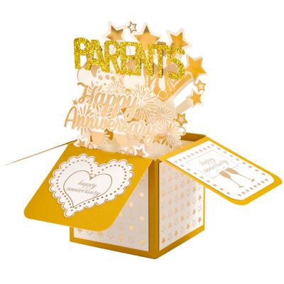 Penitue 3D Anniversary Pop-Up Card with Envelope for Parents and Couples