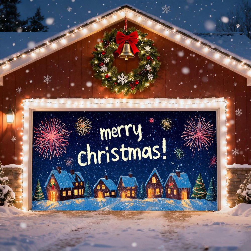 Christmas Garage Door Banner, Merry Christmas Winter Decoration
