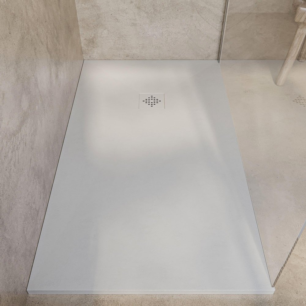 SoulHome Synthetic Resin Shower Tray 200 x 70 cm, Cream, Colored Drain Grate