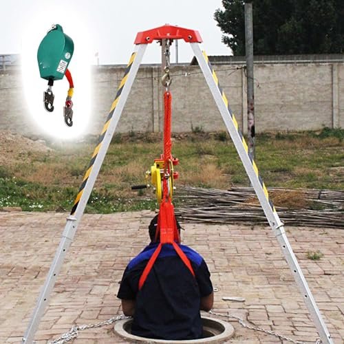 Heavy-Duty Rescue Tripod System for Work at Height and Confined Spaces, Industrial Tripod Set, 1,200/1,800/1,179 kg Capacity