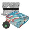 Sanxingdui Reversible Flannel Throw Blanket with Glow-in-the-Dark Stars, Blue/Red view 2