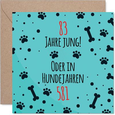 Stuff4 Funny 83rd Birthday Card – Dog Years Joke in German