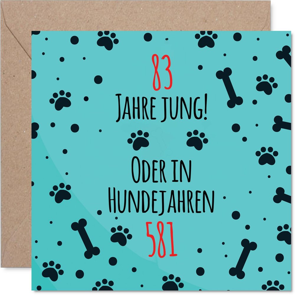 Stuff4 Funny 83rd Birthday Card – Dog Years Joke in German