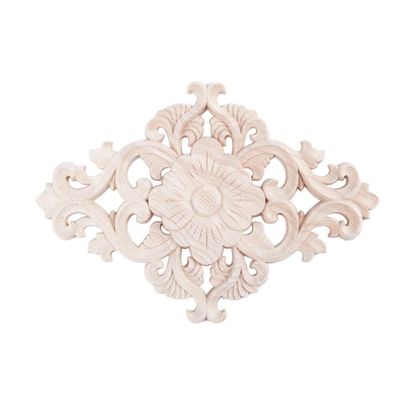 Unpainted Carved Floral Onlay Appliqué, 21 × 15 cm