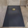 SoulHome Resin Shower Tray 190 x 90 cm Anthracite Gray with Gold Drain Grate view 1
