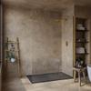 SoulHome Resin Shower Tray 190 x 90 cm Anthracite Gray with Gold Drain Grate view 3