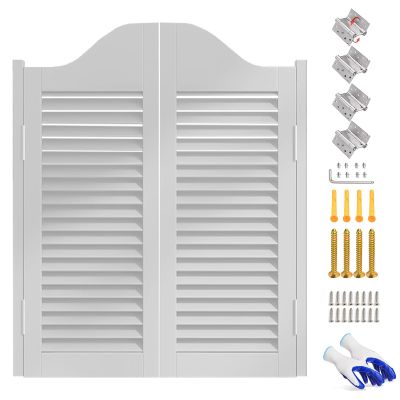 Retro White Barn Swing Door, Louvered Café Entrance and Room Divider, 36/39/40, Wooden Saloon Door, W 130 x H 100 cm