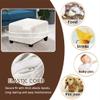 Stretch Velvet Ottoman Cover with Elastic Bottom, White, 100 x 100 cm view 4