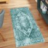 QQrunner Vintage Abstract Runner Rug, Non-Slip, Washable, Cyan, 90 x 120 cm view 1