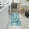 QQrunner Vintage Abstract Runner Rug, Non-Slip, Washable, Cyan, 90 x 120 cm view 4