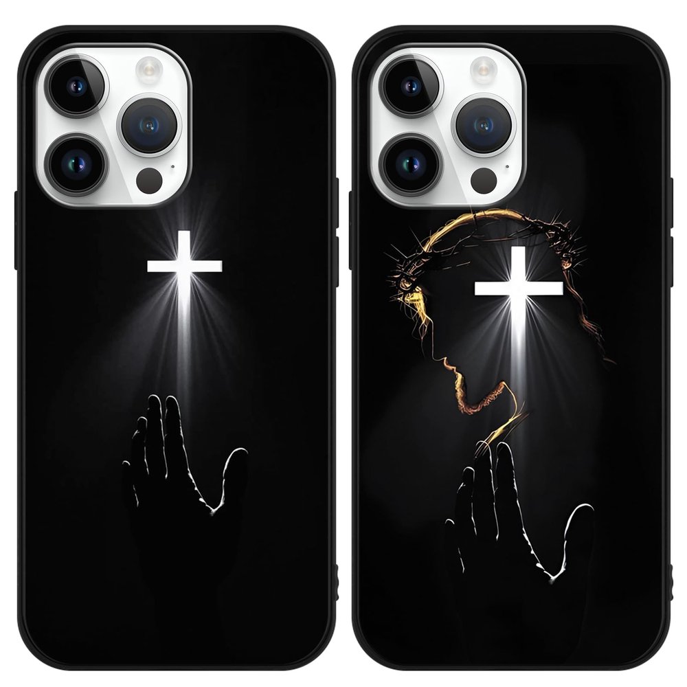 Omyzo 2-Pack Black Protective Cases for iPhone 6 Plus 5.5-Inch, Soft Silicone TPU, Christian Easter Jesus Pattern