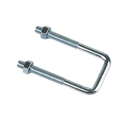 Galvanized Carbon Steel Square U-Clamp, 2 Pieces, M8 × 80 × 130