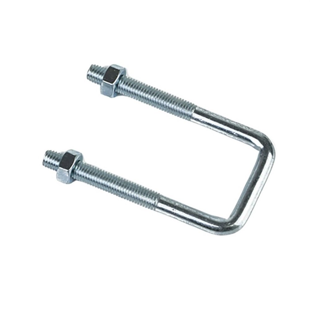 Galvanized Carbon Steel Square U-Clamp, 2 Pieces, M8 × 80 × 130