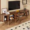 Kebnor 175 cm TV Stand with Rattan Sliding Door, Walnut Look and Ample Storage view 2