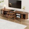 Kebnor 175 cm TV Stand with Rattan Sliding Door, Walnut Look and Ample Storage view 3