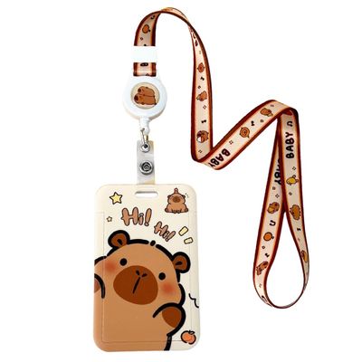 KEWUF Capybara ID Badge Holder with Lanyard and Badge Reel