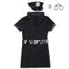 POIUIYQA Women's Police Costume, Sexy Strap-On Cosplay Set with Zip-Up Bodysuit, Walkie-Talkie Accessories and Hat, Blue, One Size view 3