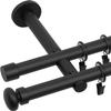 RENA Double Curtain Rod, 19 mm Metal, Silent Rollers, Complete Set, Matte Black, 260 cm | Sigma view 1