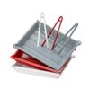 JJC Darkroom Film and Print Developing Trays with Silicone Tongs, Drain Connector and Thermometer Slot, 33.4 x 38.4 cm, White/Red/Gray, 3-Piece Set view 1
