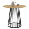 IDMarket YUNA Round Dining Table for 4 with Wood Top and Black Metal Legs, 80 cm view 1