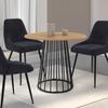 IDMarket YUNA Round Dining Table for 4 with Wood Top and Black Metal Legs, 80 cm view 2