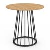 IDMarket YUNA Round Dining Table for 4 with Wood Top and Black Metal Legs, 80 cm view 3