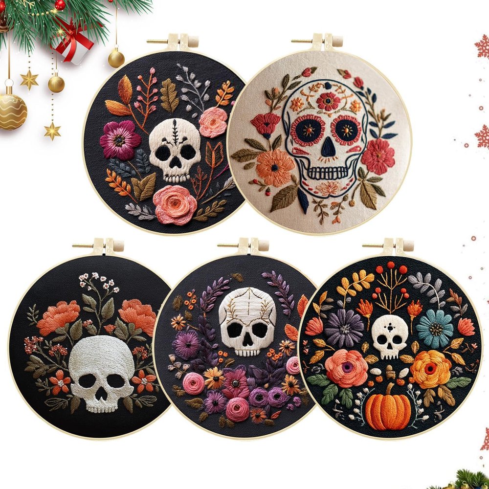 Generic Halloween Embroidery Kit – Halloween Skull Embroidery for Beginners and Adults